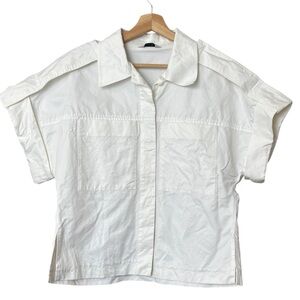 LVIR White Button Down Boxy Utility Double Pocket‎ Shirt Size Large